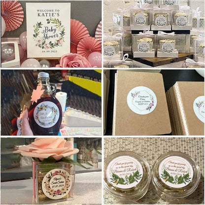 Custom Logo Packaging Stickers, 500 Personalized Labels in Round, Square, Rectangle and Oval Shapes for Wedding Favors and Business Gifts