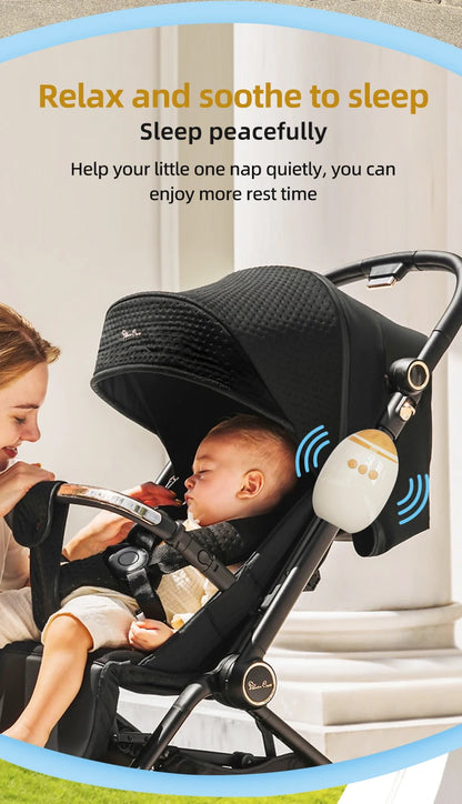 Stroller Motion Soother with White Noise, Portable Automatic Rocking Accessory with Strap Mount in SR12 White or SR11 Beige for Supervised Use