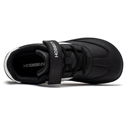 Big Kids Barefoot Sneakers by HOBIBEAR with Wide Toe Box, Zero-Drop Rubber Sole, Hook-and-Loop Strap and Artificial Leather Upper for Everyday Walking