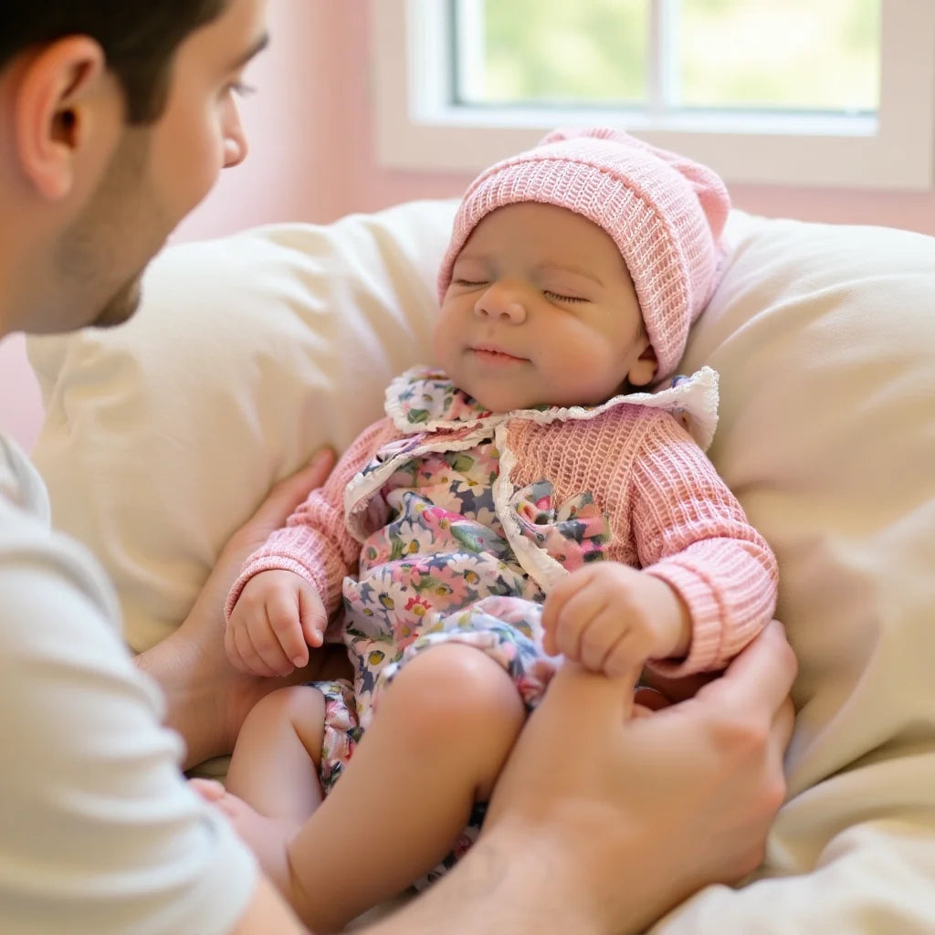 Handmade Reborn Baby Doll, 13-Inch Pascale Full Body Soft Silicone Girl with Hand-Painted Details and Open-Mouth Design for Gentle Collecting