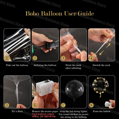 LED Light Up Balloons with Batteries and Clear Bobo Balloon Design, 10-100 Set Options for Wedding Receptions, Proposals and Birthday Party Decor
