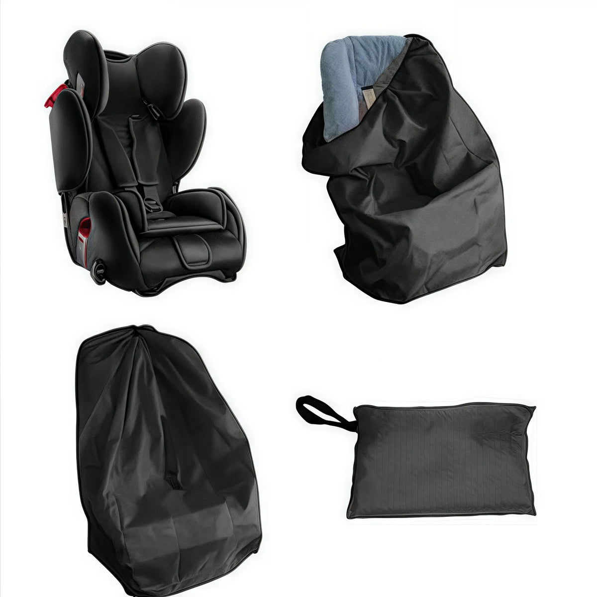 Folded Stroller Storage Bag with Drawstring Closure, Black Dust Cover in Three Sizes for Pushchair Packing, Home Storage and Family Trips