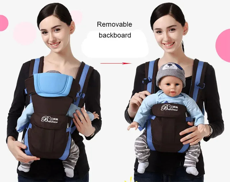 4-in-1 Baby Carrier with Adjustable Shoulder Straps and Buckle Fastenings, Structured Babywearing Carrier in Four Colors for Family Outings