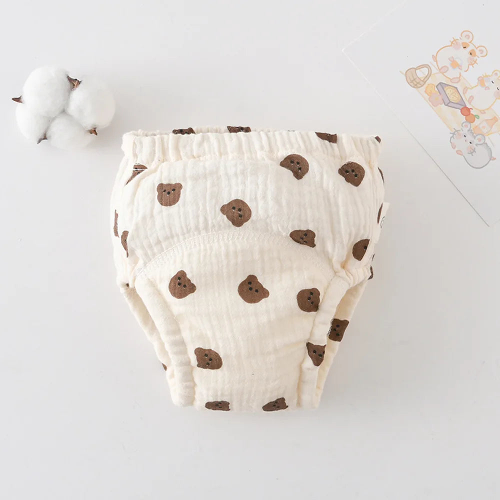Printed Cotton Potty Training Pants, Single Reusable Learning Underwear with Pull-On Waist for Babies and Toddlers in Sizes 80–110
