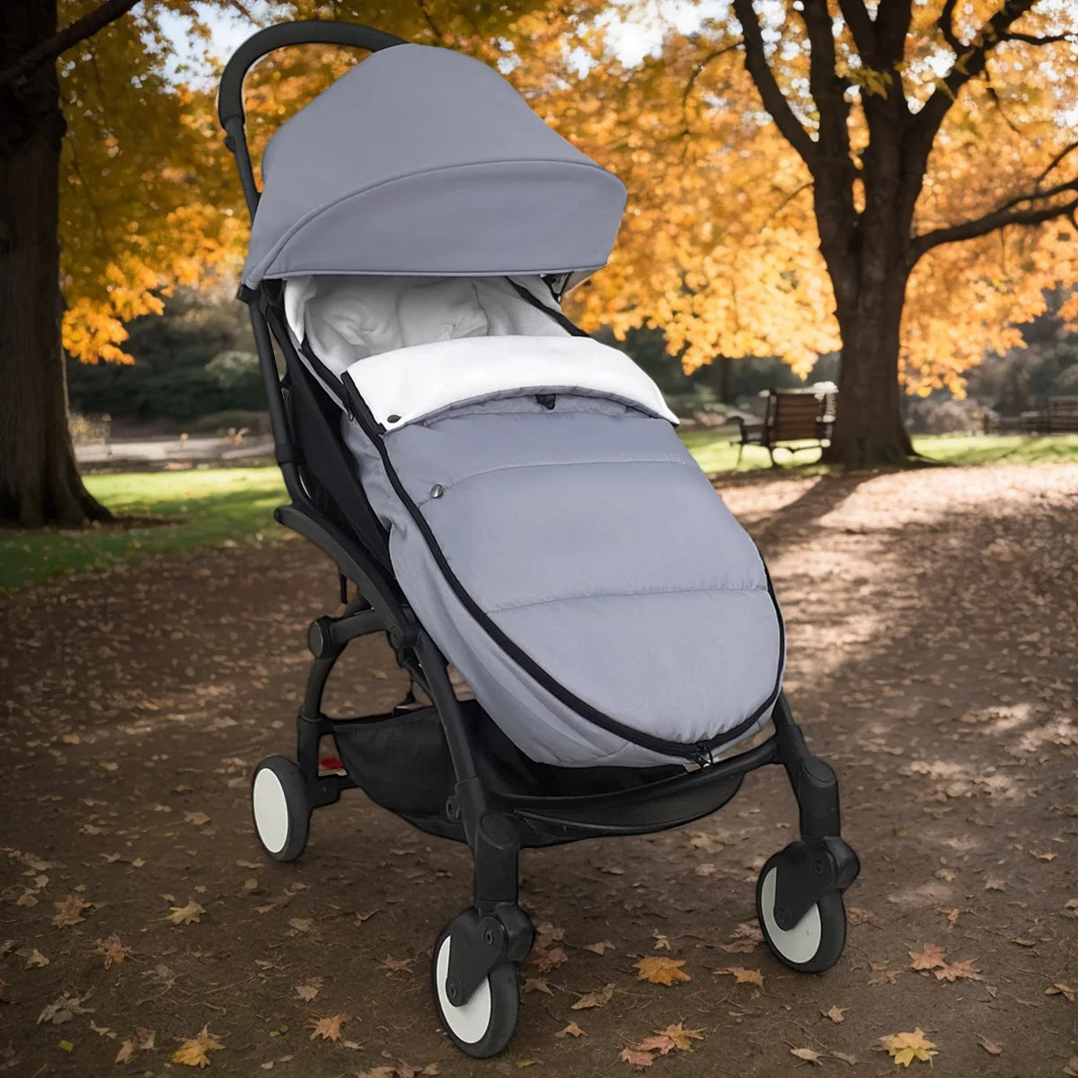 Convertible Stroller Footmuff 87 x 40 cm with Fleece Lining and Detachable Front Cover, Two-Way Zipper Pram Seat Liner in Seven Colors