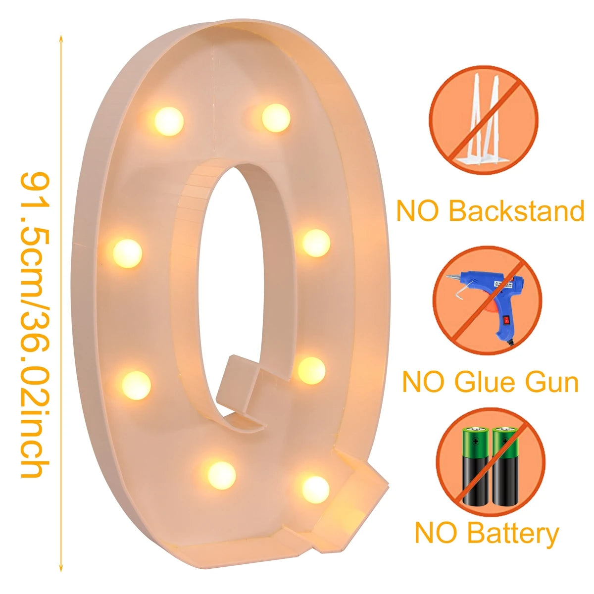 Giant Marquee Letter Frame Box, 91.5cm LED Light-Style Alphabet Display for DIY Names, Baby Showers, First Birthdays and Wedding Party Decor