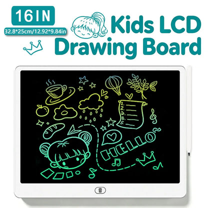 Erasable LCD Writing Board for Kids, 8, 11, 13 or 16 Inch Color Drawing Tablet with Stylus for Doodles, Handwriting and Number Practice