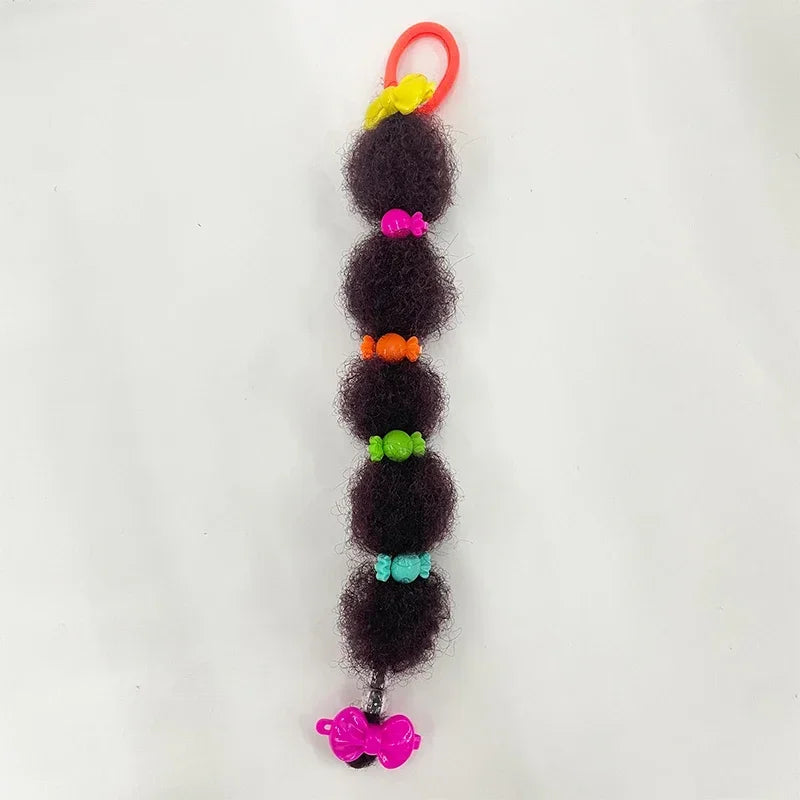 Bubble Puff Ponytail Extensions for Girls, 8-Pack Afro-Textured Hair Accessories with Elastic Loops and Beaded Styling Set Options