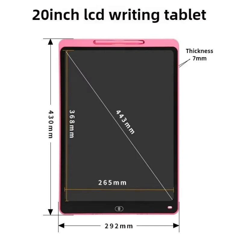 Large-Screen LCD Drawing Tablet for Kids, 16 or 20 Inch Reusable Color Writing Board with Stylus for Doodles, Letters and Math Practice
