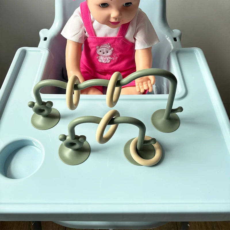 Suction Cup Ring Maze Toy with Silicone Curved Track for Supervised Baby Tabletop Play, Hands-On Sensory Exploration and Fine Motor Activities