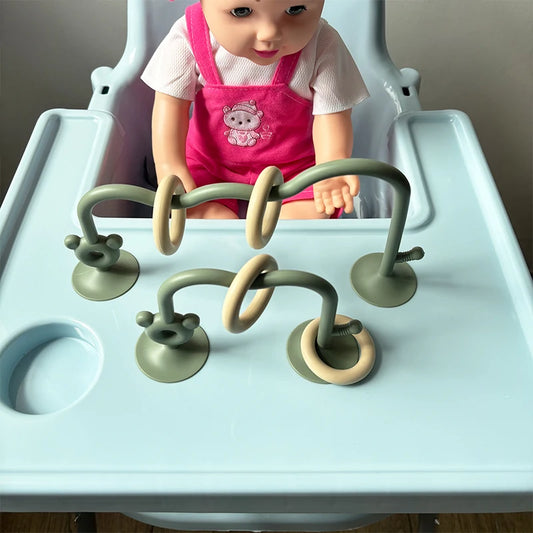 Suction Cup Ring Maze Toy with Silicone Curved Track for Supervised Baby Tabletop Play, Hands-On Sensory Exploration and Fine Motor Activities