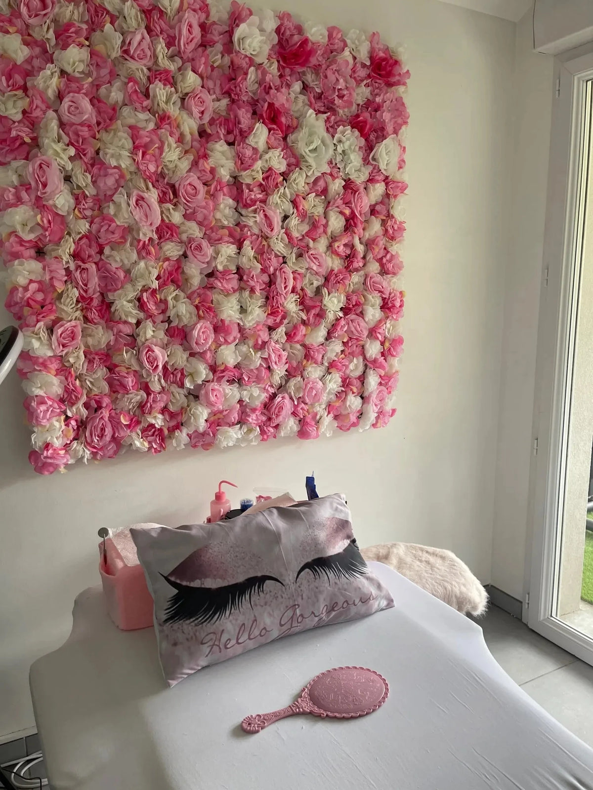 Artificial Flower Wall Panels with Fabric Roses, 40 x 60 cm Reusable Floral Backdrop for Baby Showers, Weddings, Birthdays & Home Decor