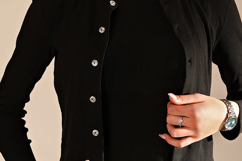 Women's Sleeveless Maxi Dress and Button-Front Cardigan Options, Black and Cream Layering Outfit for Everyday Wear, Ladies XS-3XL