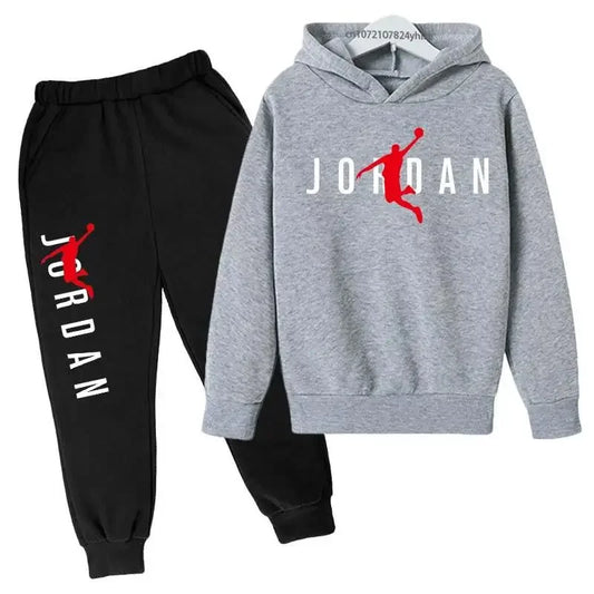 Kids Basketball Graphic Hoodie and Jogger Pants Set, Two-Piece Pullover Outfit for Boys and Girls, Casual Spring and Fall Sportswear