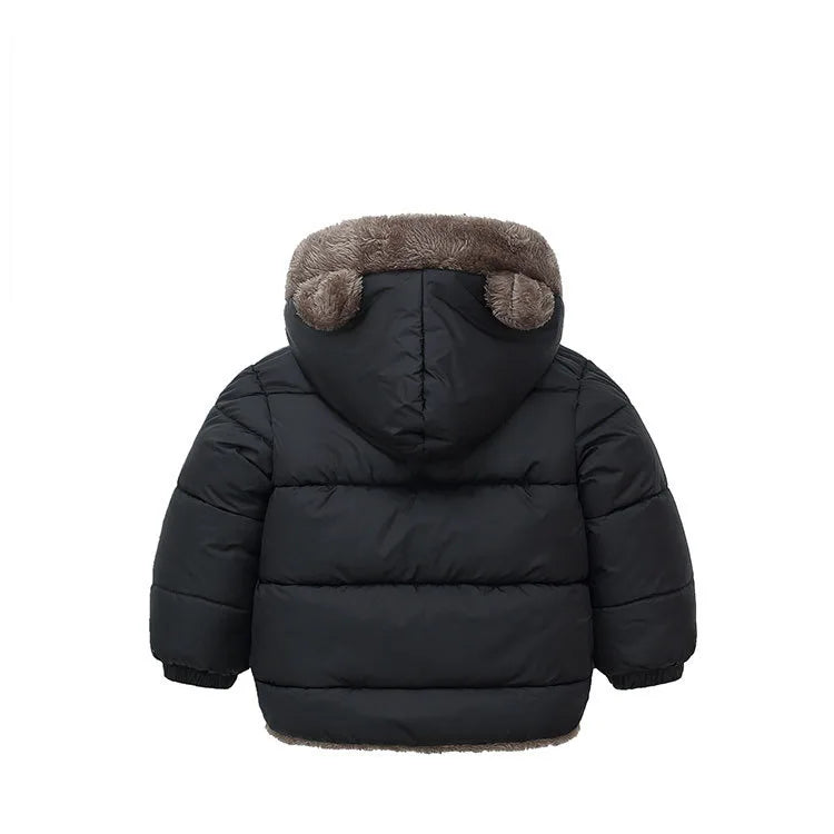Toddler Winter Puffer Coat with Bear Ear Hood, Plush-Look Trim and Front Zipper, Padded Jacket for Boys and Girls Sizes 2T–6T