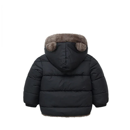 Toddler Winter Puffer Coat with Bear Ear Hood, Plush-Look Trim and Front Zipper, Padded Jacket for Boys and Girls Sizes 2T–6T