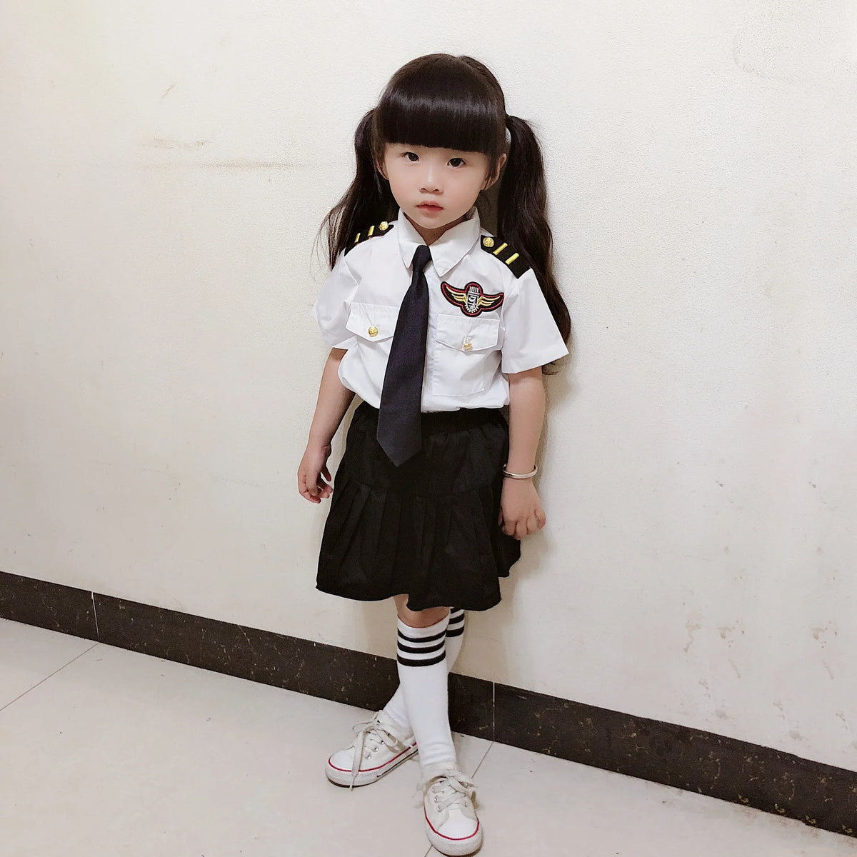 Kids Pilot Costume for Boys and Girls, Airline Captain Uniform-Style Outfit with Short Sleeve Shirt Styling for Career Day and Halloween