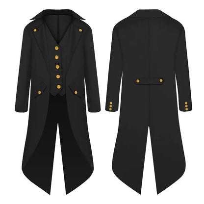 Gothic Costume Tailcoat for Adults and Kids, Polyester Steampunk Cosplay Coat for Halloween Parties, Renaissance Festivals and Stage Performances