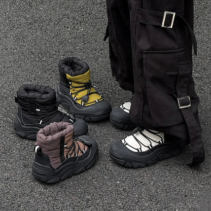 Toggle-Lace Kids Winter Boots with Padded Collars and Chunky Tread Soles, Boys and Girls Snow-Style Ankle Shoes in Four Colors, Sizes 26-37