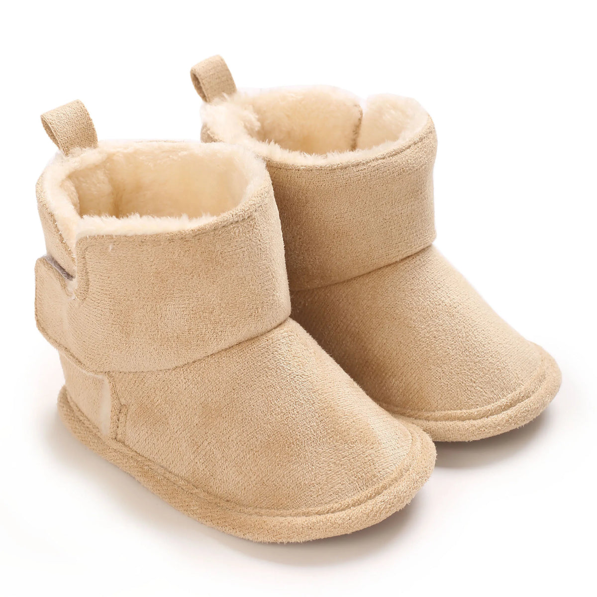Soft Sole Baby Winter Boots with Plush Lining and Hook-and-Loop Closure, Brown Pink or Apricot Infant Shoes for Boys and Girls, 0-18 Months