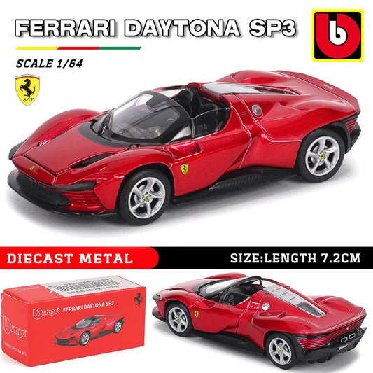 Bburago Ferrari Model Car, 1:64 Scale Diecast Metal Collectible with Daytona SP3, 488 GTB, F50 and More Sports Car Options for Display and Gifts