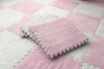 Plush Carpet Puzzle Mat, 20-Piece Interlocking EVA Foam Floor Tiles in Two-Color Options, 30 x 30 x 1 cm Squares for Nursery and Kids Rooms