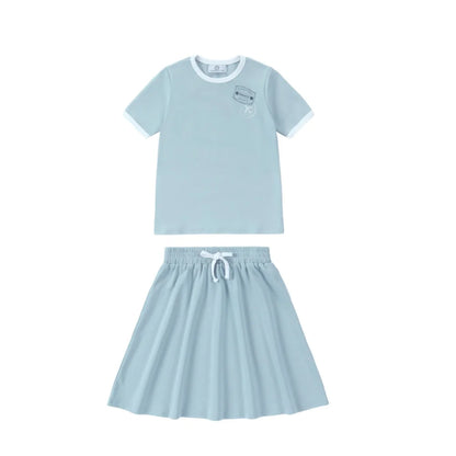 Kids Ringer Matching Outfits in Cotton Jersey with Stamp Graphics, Contrast Trim Dresses, Tees, Shorts and Baby Sets for Summer Photos