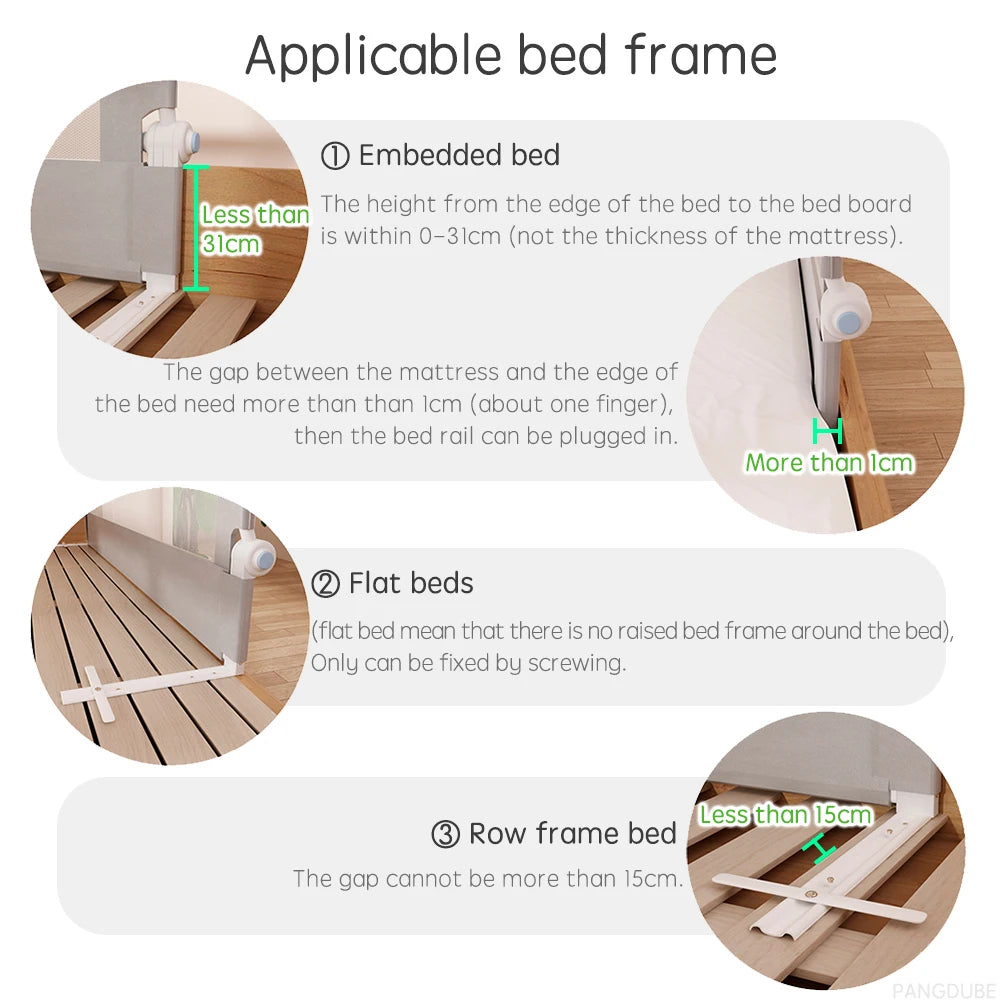 Height Adjustable Bed Rail by PANGDUBE, Single Mesh Guard Panel with Lift Mechanism, Removable Washable Fabric and Eight Length Options