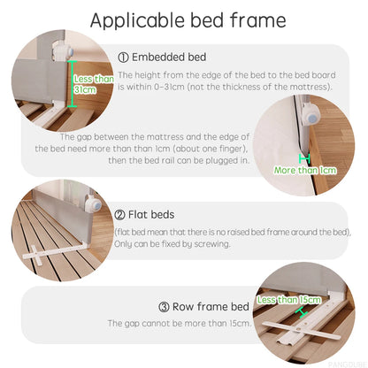 Height Adjustable Bed Rail by PANGDUBE, Single Mesh Guard Panel with Lift Mechanism, Removable Washable Fabric and Eight Length Options