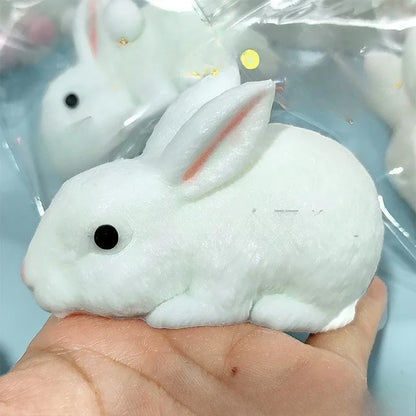 White Rabbit Squishy Toy, Soft Slow-Rebound Bunny Squeeze Fidget in 1, 2 or 3 Piece Options for Tactile Play, Desk Breaks and Novelty Gifts