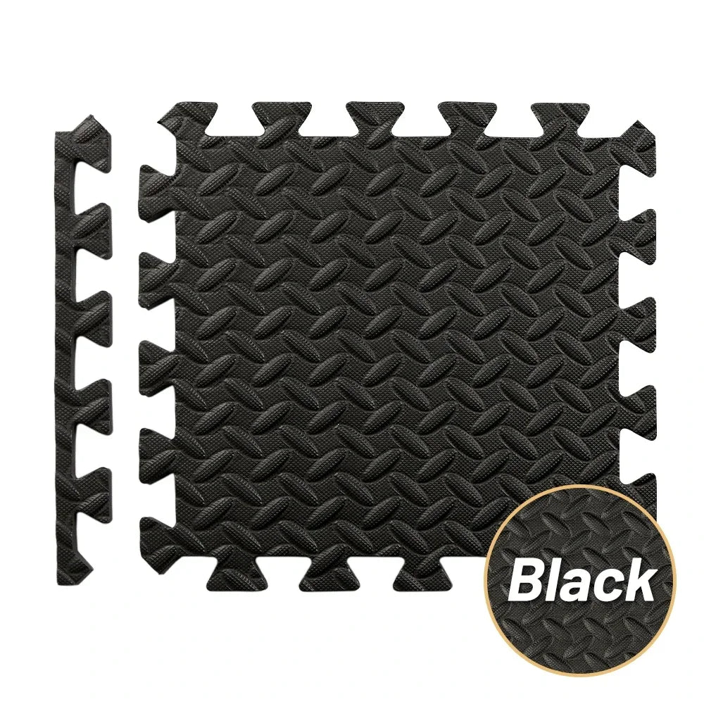 Foam Gym Flooring Tiles with Interlocking Puzzle Edges, Textured EVA 30 cm Floor Mats for Home Workouts and Supervised Playroom Activities