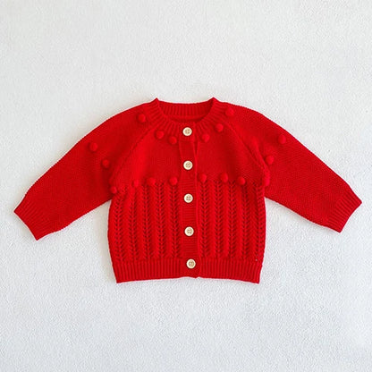 Baby Girl Knit Cardigan Sweaters with Long Sleeves, Korean-Style Infant and Toddler Layering Coats in Multiple Designs, Sizes 3M to 3T