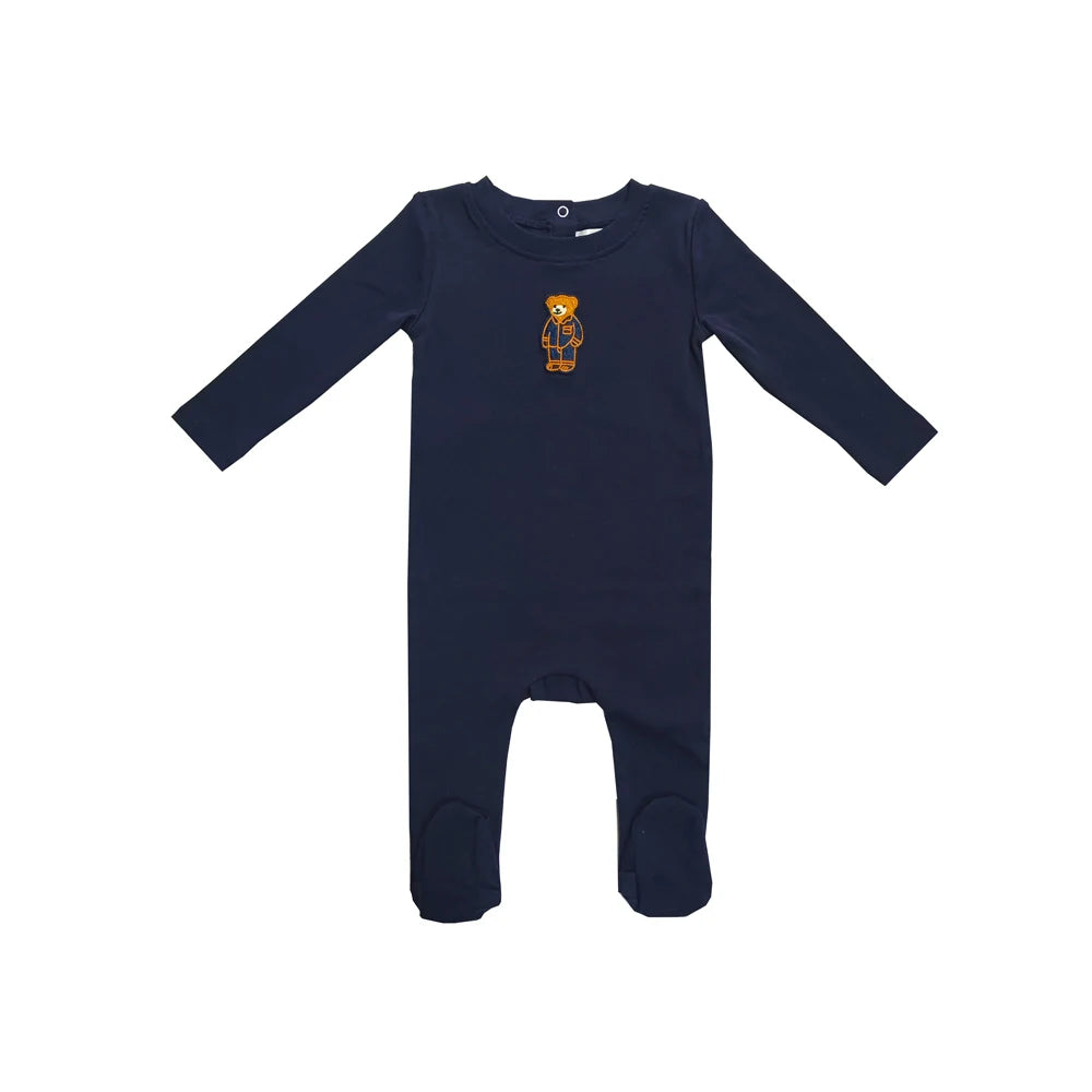 Kids Button Front Loungewear with Teddy Bear Motif, Long Sleeve Shirt and Pants Sets, Dress and Baby Romper Options in Blue, Pink and Red