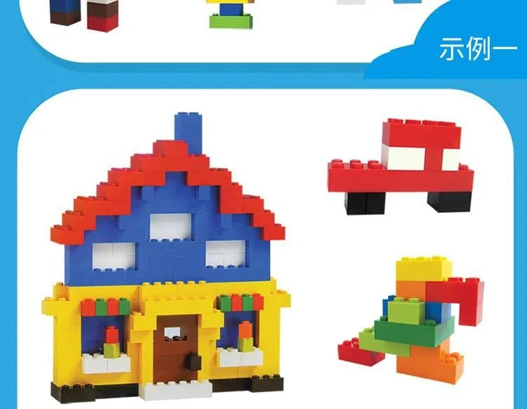 Creative Building Brick Set, 300 or 500 Colorful DIY Pieces for Open-Ended Construction, City Scenes, Counting and Shape Sorting Play