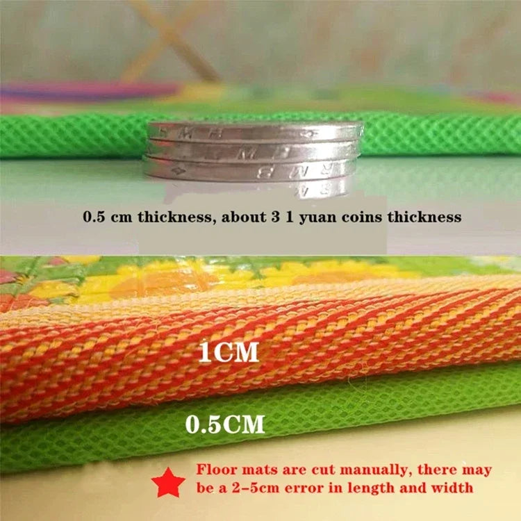 Multi-Size Baby Crawling Play Mat with Double-Sided Illustrated Patterns, Foldable XPE Floor Rug in 0.5 or 1 cm Thickness for Supervised Play