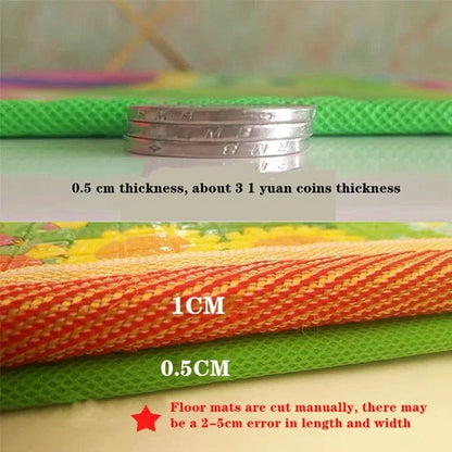 Multi-Size Baby Crawling Play Mat with Double-Sided Illustrated Patterns, Foldable XPE Floor Rug in 0.5 or 1 cm Thickness for Supervised Play