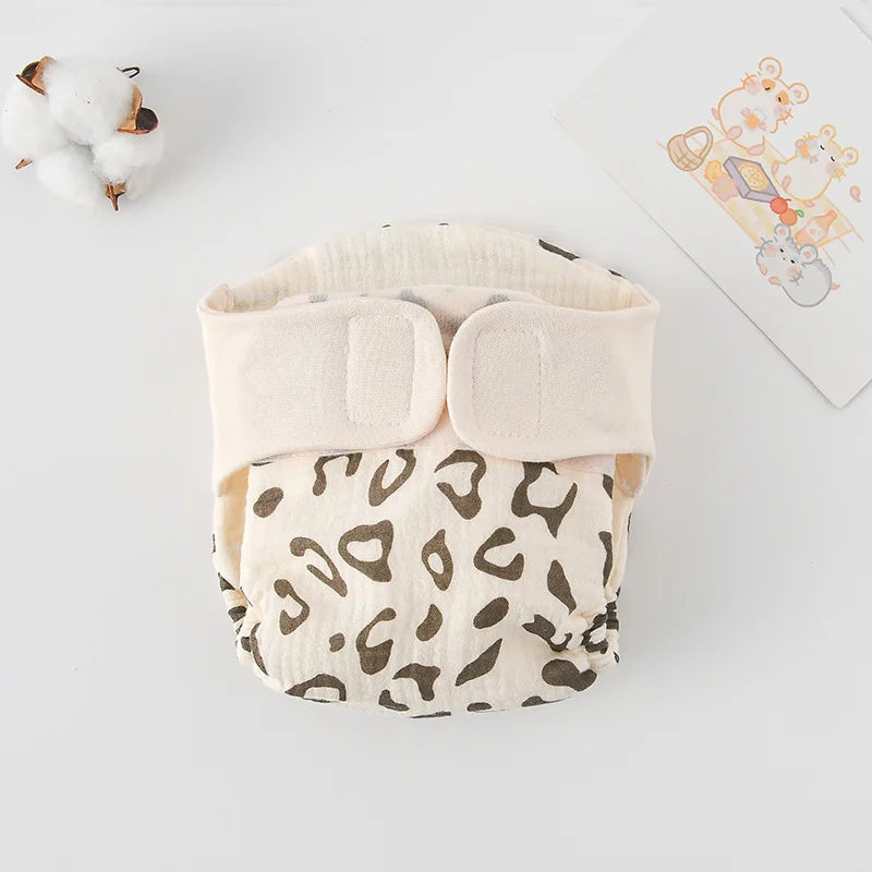 Baby Wrap Cloth Diaper with Adjustable Waist Tabs, Reusable Cotton Nappy in Animal and Rainbow Prints, Single-Piece Infant Changing Essential