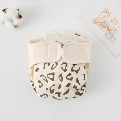Baby Wrap Cloth Diaper with Adjustable Waist Tabs, Reusable Cotton Nappy in Animal and Rainbow Prints, Single-Piece Infant Changing Essential