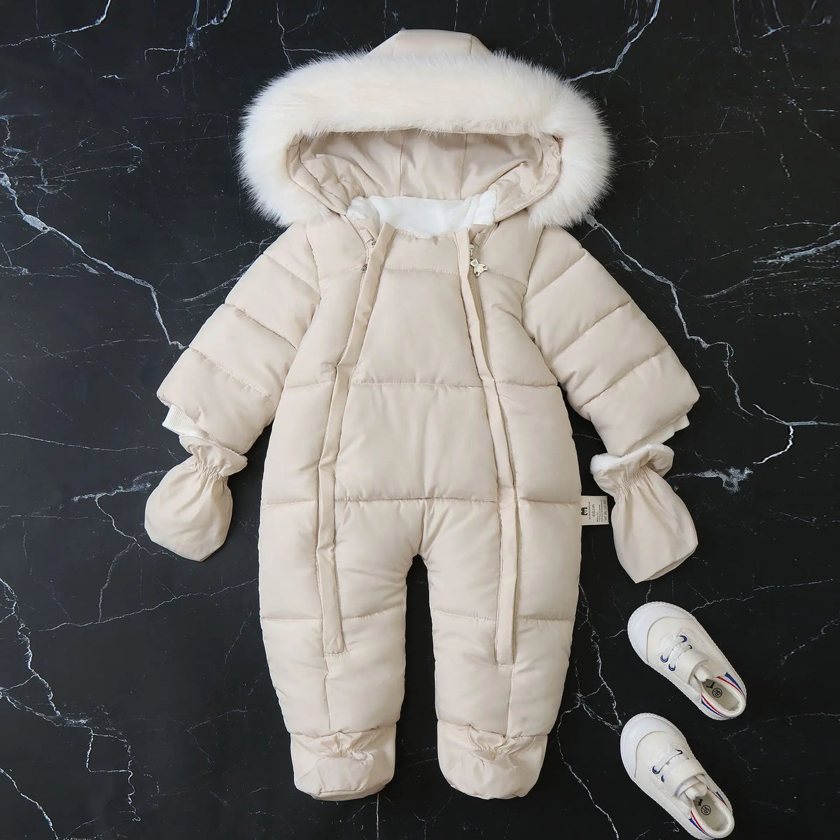 Infant Winter Snowsuit with Hood, Double Front Zippers and Quilted Design, Fleece-Lined Baby One-Piece for Boys and Girls, 3-24 Months