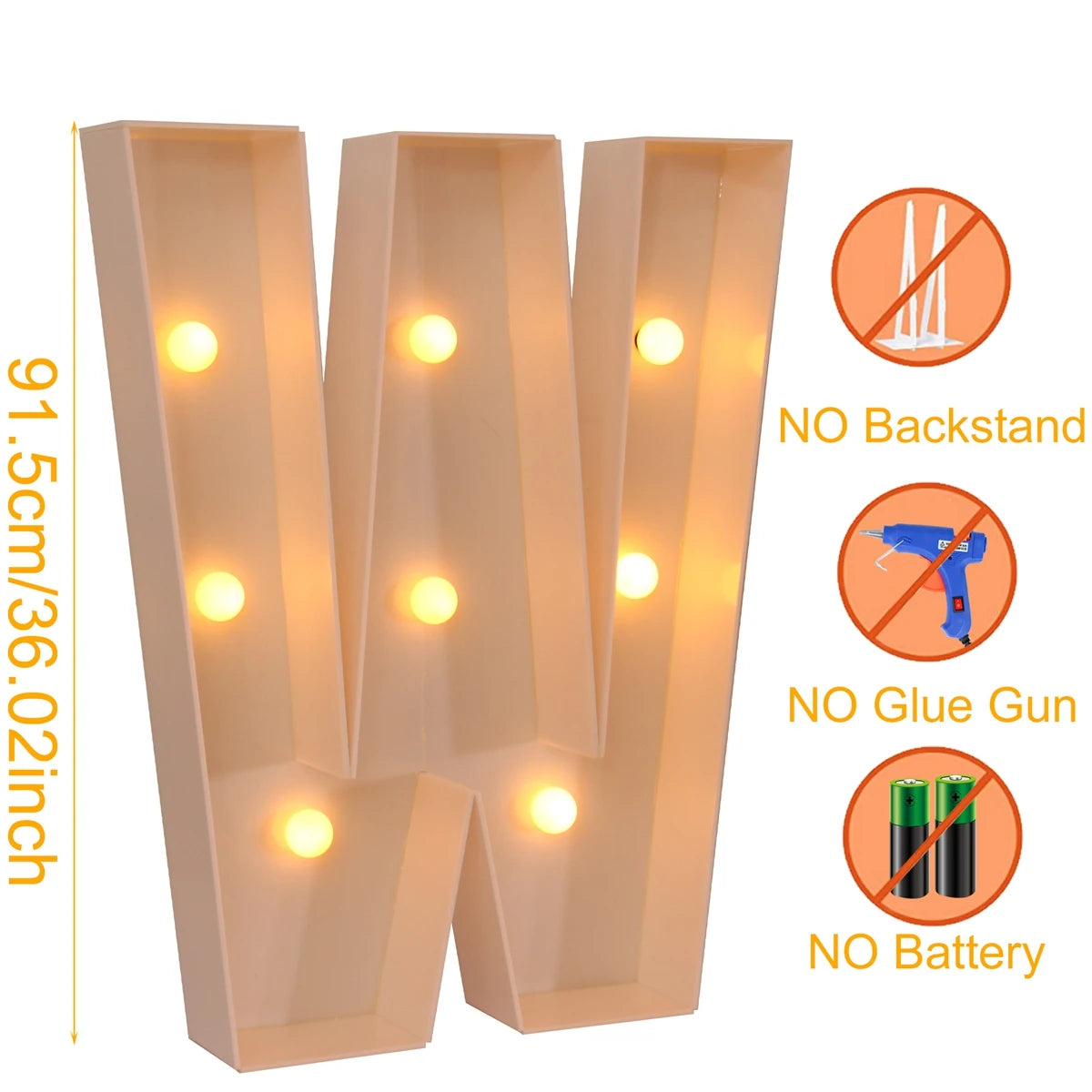 Giant Marquee Letter Frame Box, 91.5cm LED Light-Style Alphabet Display for DIY Names, Baby Showers, First Birthdays and Wedding Party Decor