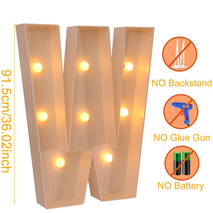 Giant Marquee Letter Frame Box, 91.5cm LED Light-Style Alphabet Display for DIY Names, Baby Showers, First Birthdays and Wedding Party Decor