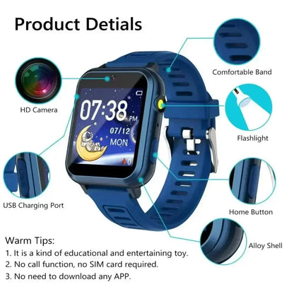 Kids Learning Smartwatch with 24 Games, Selfie Camera, 100 Learning Cards, 10 Audio Stories and Habit Alarms for Boys and Girls Ages 4–12