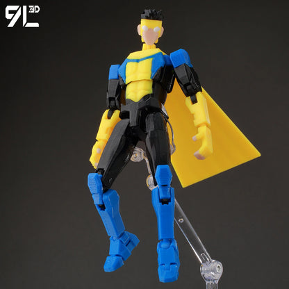 Articulated Superhero Action Figure, 3D Printed PETG Collectible with 30+ Poseable Joints, Interchangeable Parts and Accessories for Display