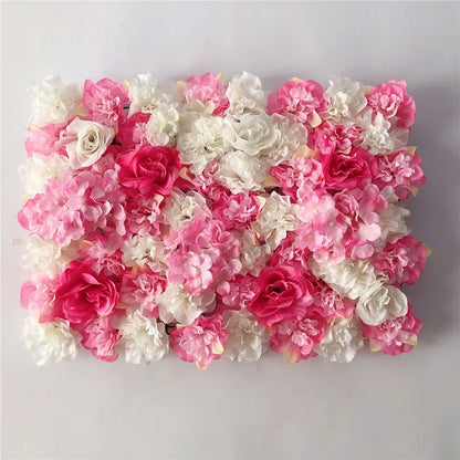 Artificial Flower Wall Panels with Fabric Roses, 40 x 60 cm Reusable Floral Backdrop for Baby Showers, Weddings, Birthdays & Home Decor
