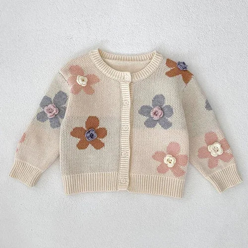 Infant Girl Sweater Cardigan with Long Sleeves, Button-Front Knit Layering Coat in Multiple Styles for Fall Outfits, Sizes 3M to 3T