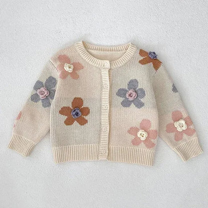 Infant Girl Sweater Cardigan with Long Sleeves, Button-Front Knit Layering Coat in Multiple Styles for Fall Outfits, Sizes 3M to 3T