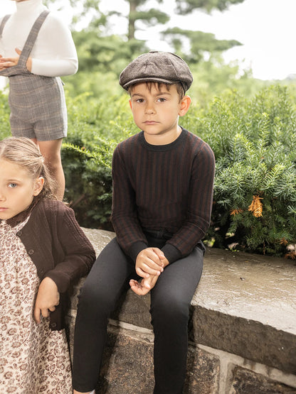 Brown Floral Sibling Matching Outfits with Cotton Girls Dresses and Baby Bloomer Sets, Coordinating Cardigans and Plaid Boys Pants or Overall Shorts