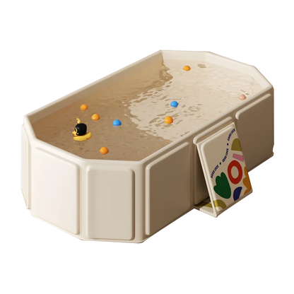 Panel-Sided Foldable Baby Bath Basin in White, Green, Pink or Blue, Portable PVC Bathtub for Parent-Supervised Bathing at Home or Away