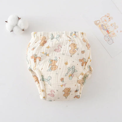 Printed Cotton Potty Training Pants, Single Reusable Learning Underwear with Pull-On Waist for Babies and Toddlers in Sizes 80–110