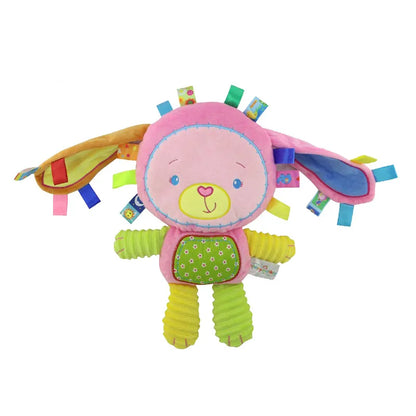 Taggy Animal Plush Rattle for Babies, Colorful Elephant, Monkey, Rabbit, Lion or Pig Soft Sensory Toy for Supervised Play and Baby Shower Gifts